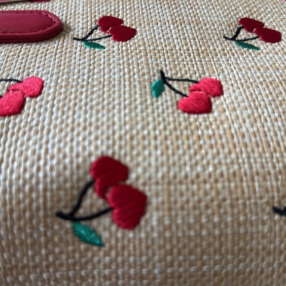 NWT Betsy Johnson Cherry Tote Bag Viral Novelty Handbag Purse Rattan Heart Large - Picture 8 of 15